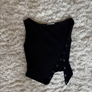 Princess Polly Black Asymmetrical Button Blouse